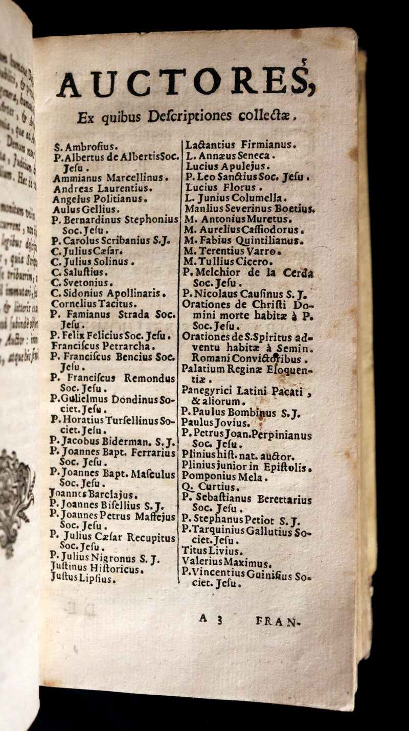 1726 Scarce Latin Vellum Book - Descriptiones Oratoriae ex probatissimis auctoribus excerptae by Gandutius Ioannes Baptista.