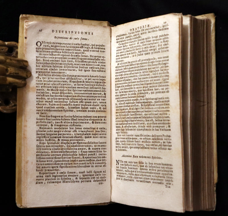 1726 Scarce Latin Vellum Book - Descriptiones Oratoriae ex probatissimis auctoribus excerptae by Gandutius Ioannes Baptista.