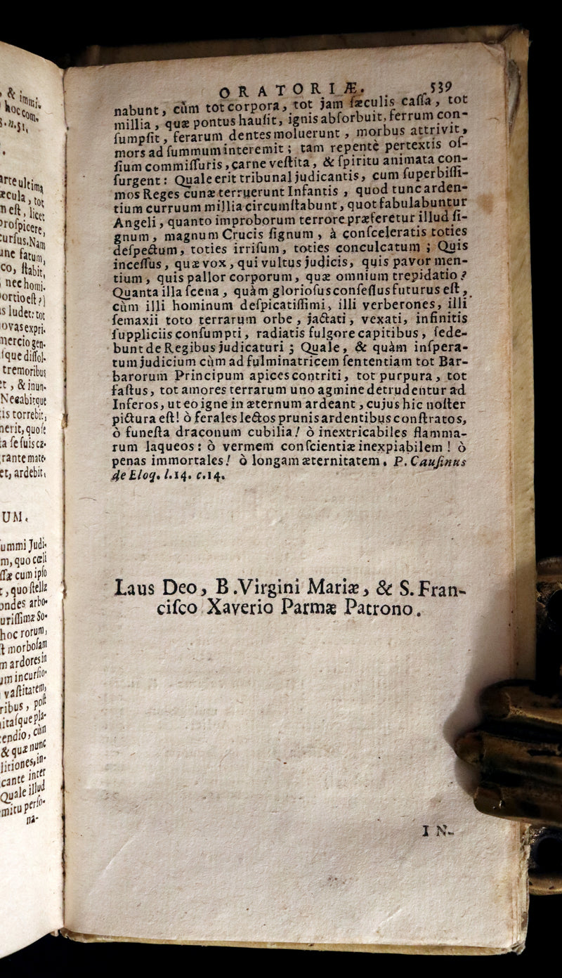 1726 Scarce Latin Vellum Book - Descriptiones Oratoriae ex probatissimis auctoribus excerptae by Gandutius Ioannes Baptista.