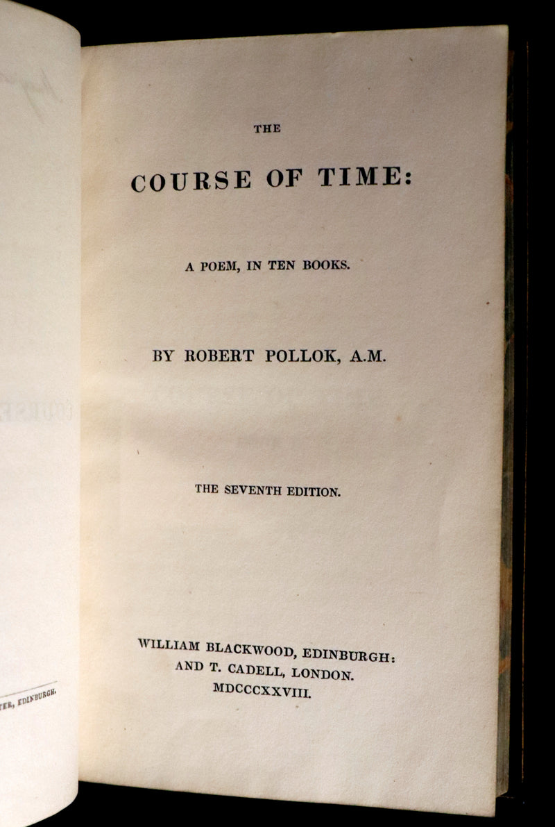 1828 Rare Book ~  The Course of Time: A Poem, in Ten Books by the Scottish poet Robert Pollok.