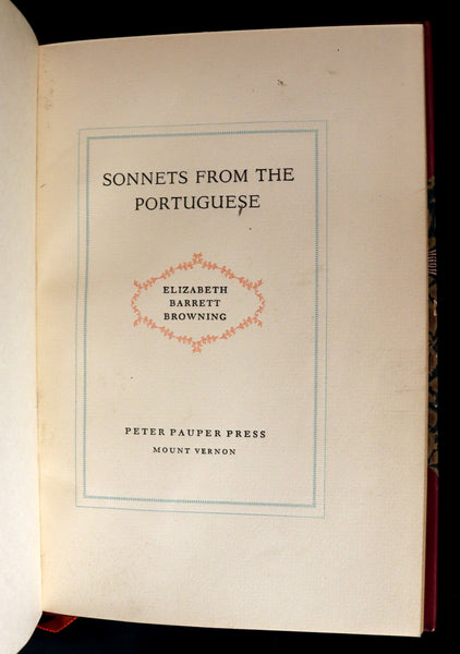 1940 Rare Book - Sonnets From the Portuguese, love sonnets by Elizabeth Barrett Browning.
