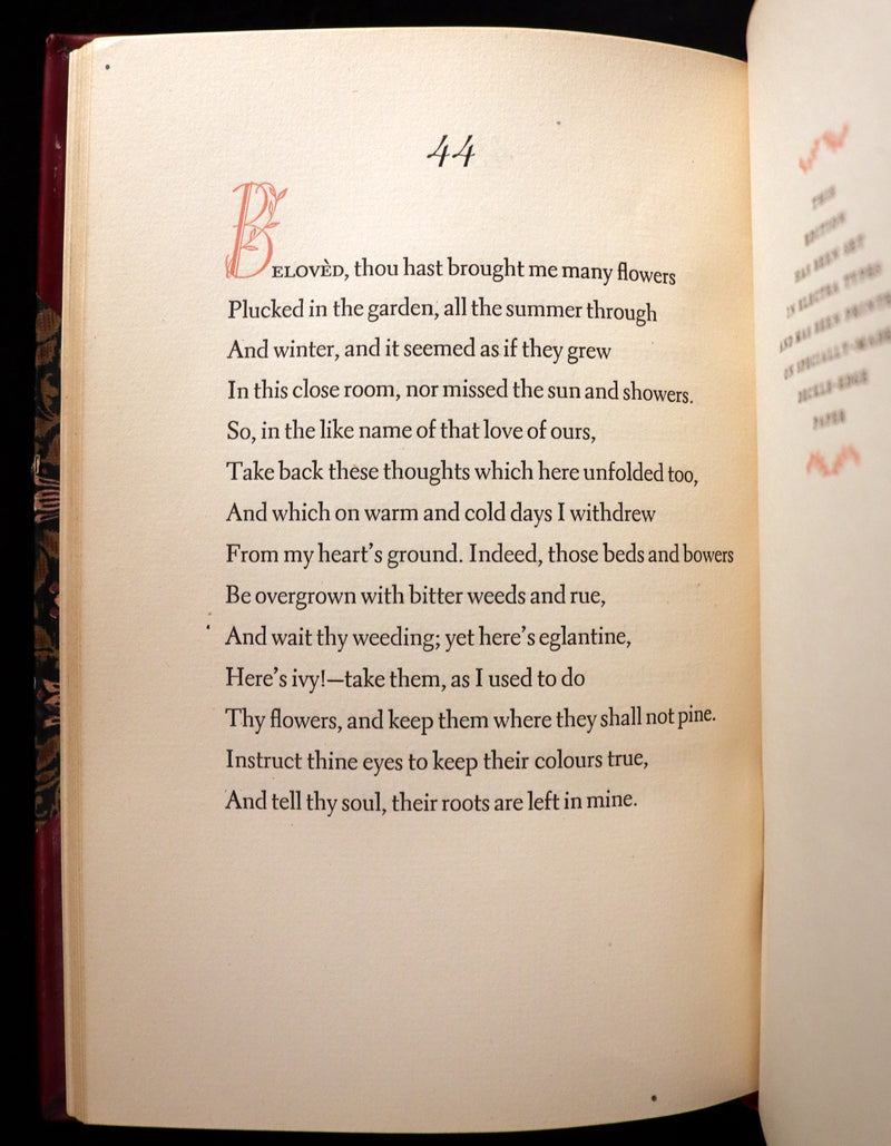 1940 Rare Book - Sonnets From the Portuguese, love sonnets by Elizabeth Barrett Browning.