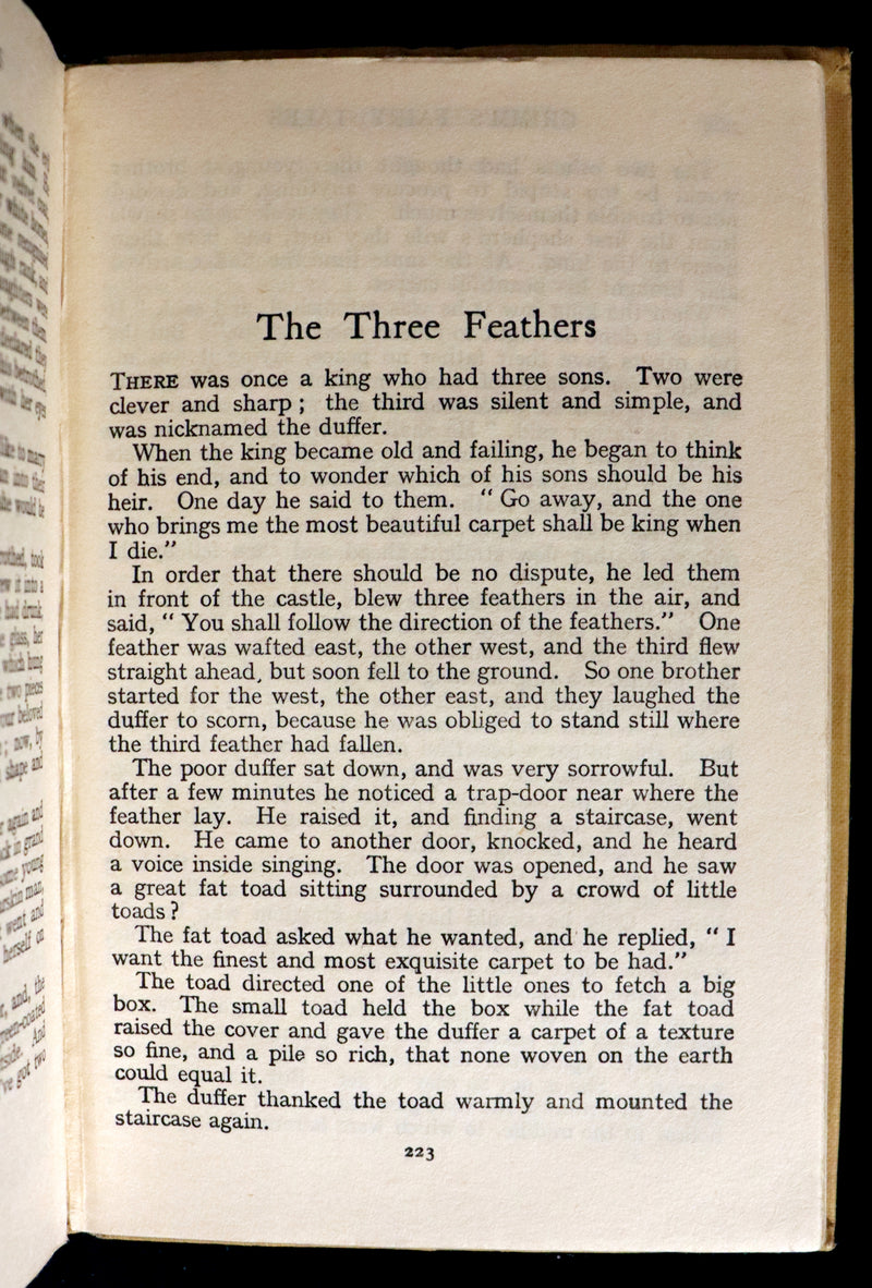 1925 Scarce Book - GRIMM'S FAIRY TALES Collected by The Brothers Grimm.