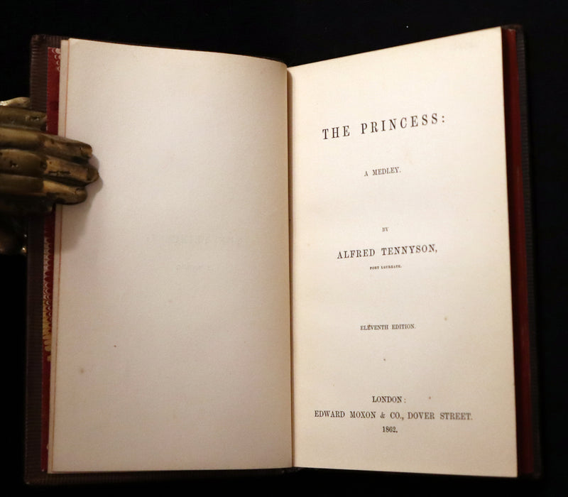 1862 Rare book beautifully bound in Morocco - The PRINCESS by Alfred Lord Tennyson.
