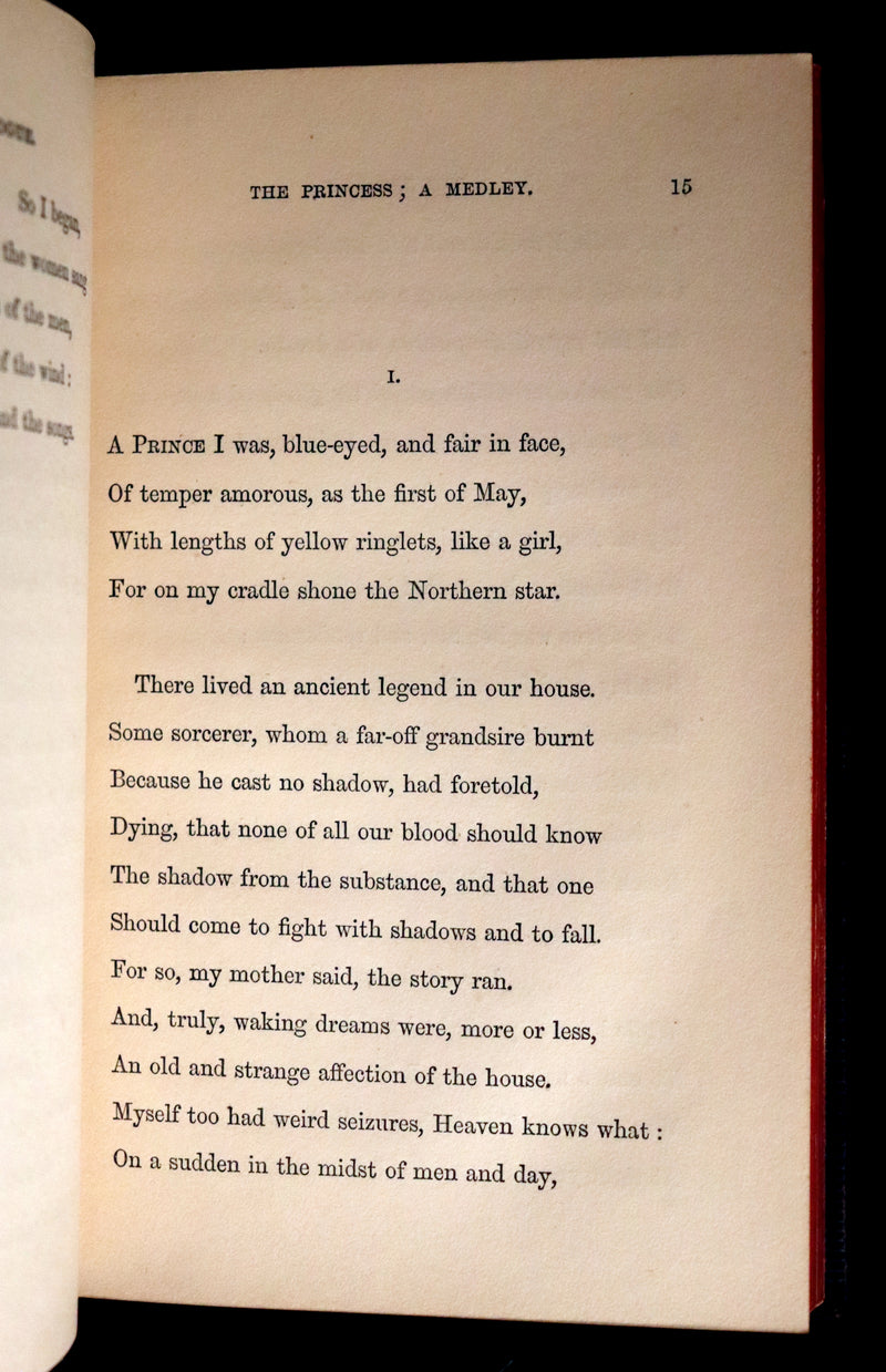 1862 Rare book beautifully bound in Morocco - The PRINCESS by Alfred Lord Tennyson.