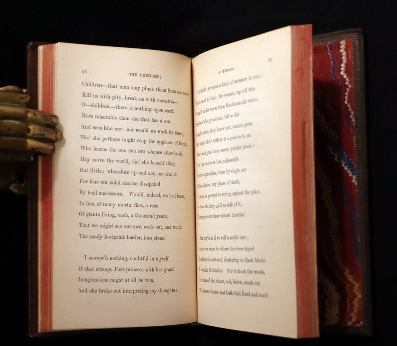 1862 Rare book beautifully bound in Morocco - The PRINCESS by Alfred Lord Tennyson.