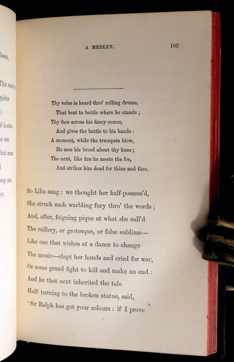 1862 Rare book beautifully bound in Morocco - The PRINCESS by Alfred Lord Tennyson.