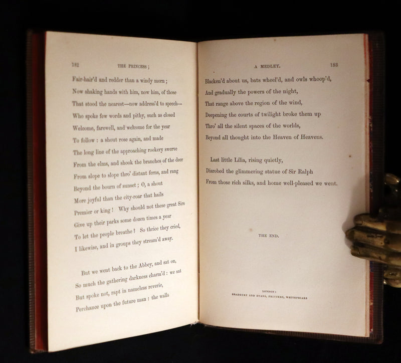 1862 Rare book beautifully bound in Morocco - The PRINCESS by Alfred Lord Tennyson.