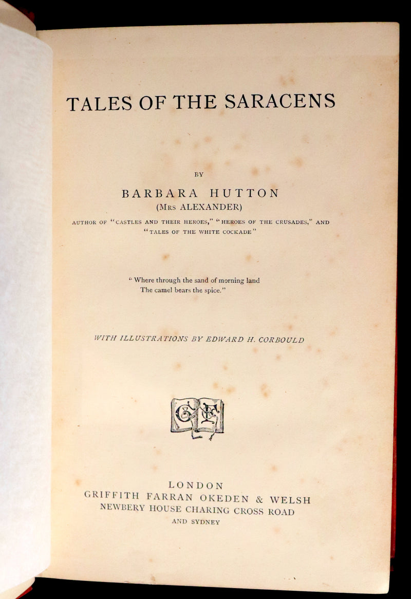 1890 Scarce Book - Tales of the Saracens by Alexandra Hutton. Illustrated.
