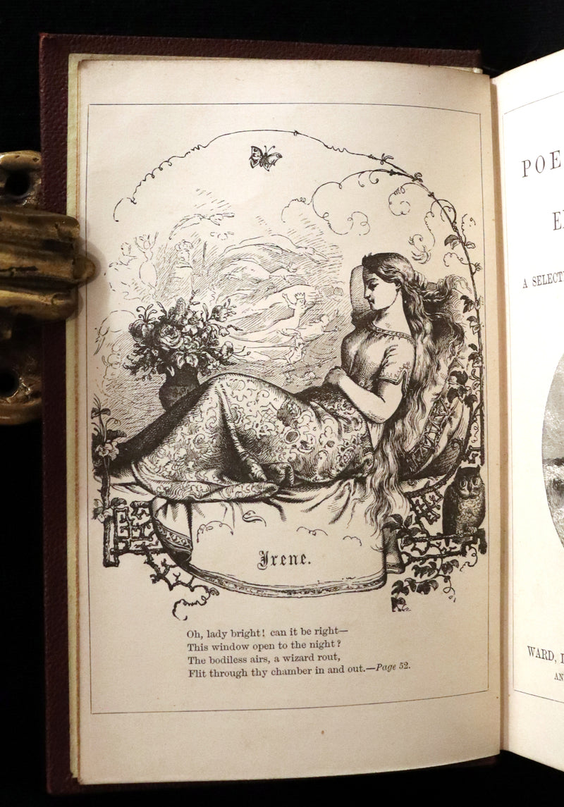 1866 Scarce Victorian Edition - The Complete Poetical Works of Edgar Allan Poe with a Selection of his Sketches and Reviews. Illustrated.