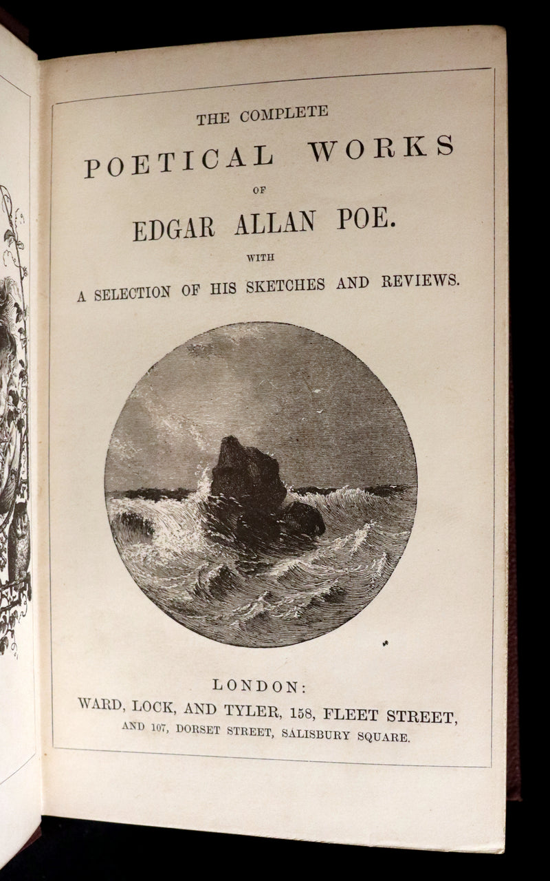 1866 Scarce Victorian Edition - The Complete Poetical Works of Edgar Allan Poe with a Selection of his Sketches and Reviews. Illustrated.