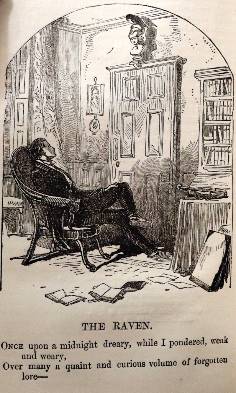 1866 Scarce Victorian Edition - The Complete Poetical Works of Edgar Allan Poe with a Selection of his Sketches and Reviews. Illustrated.