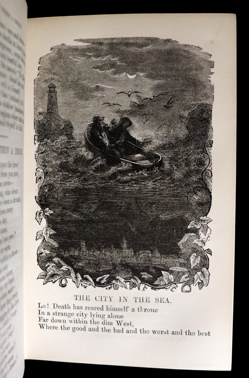1866 Scarce Victorian Edition - The Complete Poetical Works of Edgar Allan Poe with a Selection of his Sketches and Reviews. Illustrated.