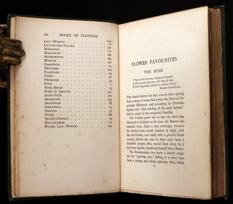 1898 Scarce Floriography Book ~ FLOWER FAVOURITES Their Legends, Symbolism and Significance by Lizzie Deas.