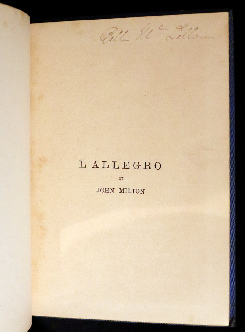 1880 Rare Victorian Book ~ L'ALLEGRO "The Happy Man" by John Milton. Illustrated.
