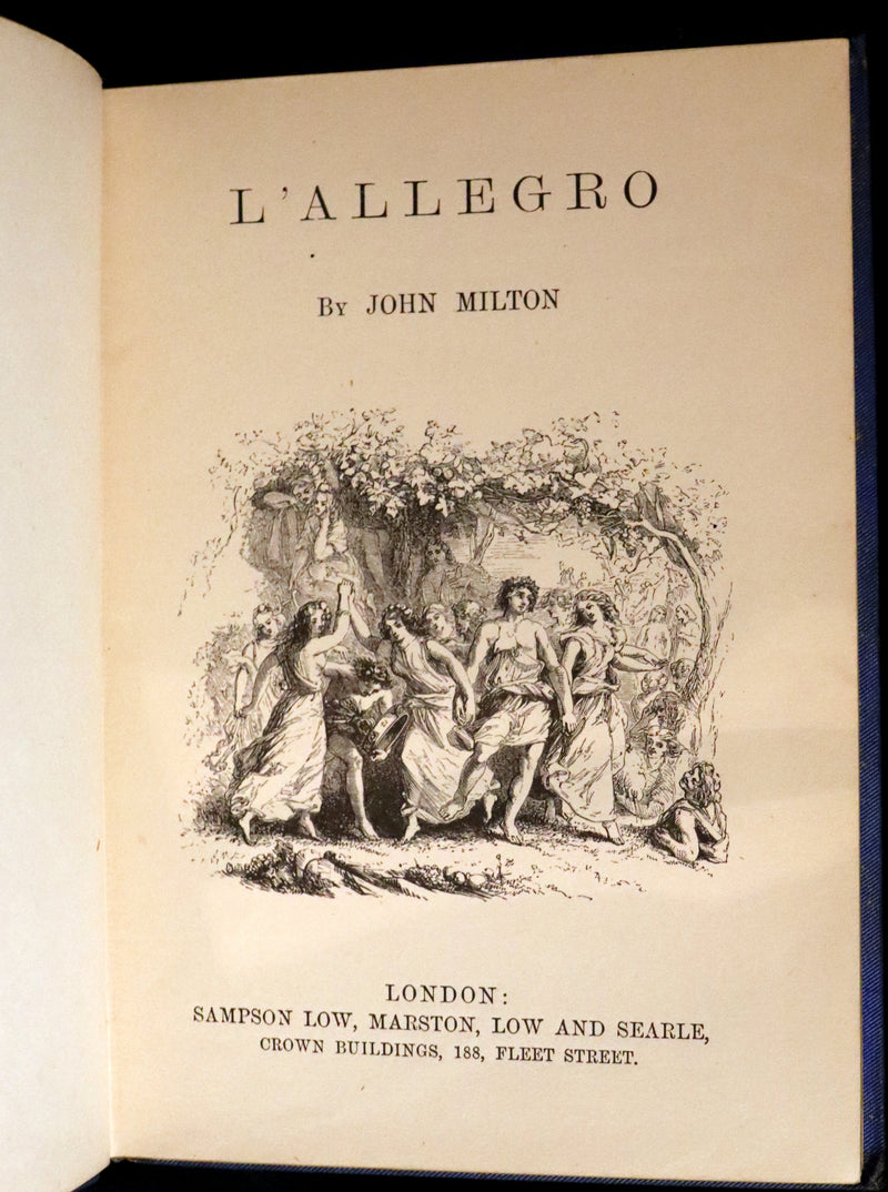 1880 Rare Victorian Book ~ L'ALLEGRO "The Happy Man" by John Milton. Illustrated.