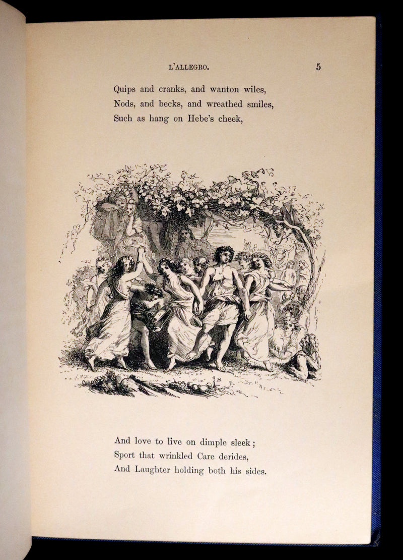 1880 Rare Victorian Book ~ L'ALLEGRO "The Happy Man" by John Milton. Illustrated.