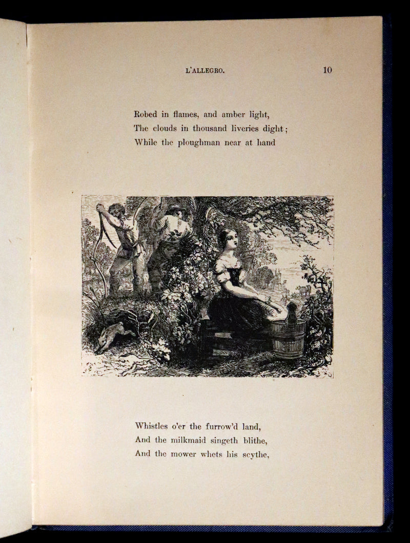 1880 Rare Victorian Book ~ L'ALLEGRO "The Happy Man" by John Milton. Illustrated.