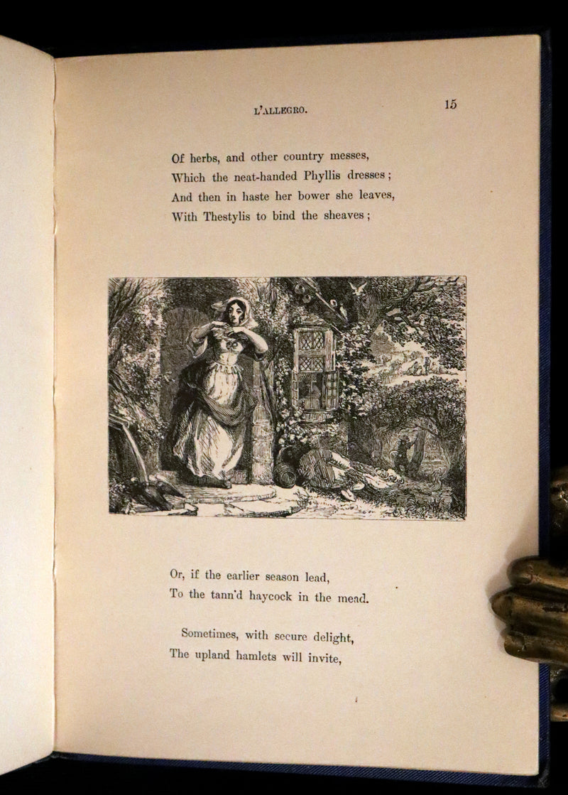 1880 Rare Victorian Book ~ L'ALLEGRO "The Happy Man" by John Milton. Illustrated.