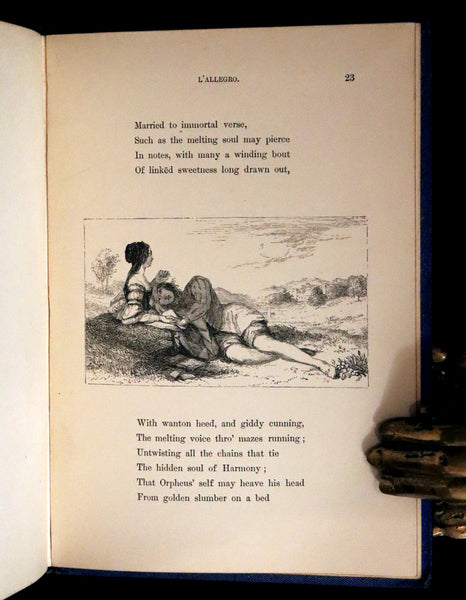 1880 Rare Victorian Book ~ L'ALLEGRO "The Happy Man" by John Milton. Illustrated.