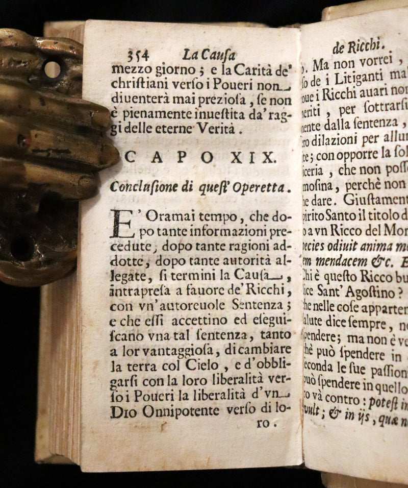 1700 Scarce Italian Vellum Book - La Causa De Ricchi Overo Il Debito by Giovanni Pietro Pinamonti. First Edition.