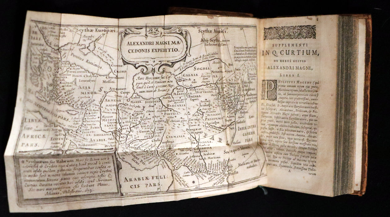 1660 Rare Latin Book - Histories of ALEXANDER the GREAT by Quintus Curtius Rufus with MAP.