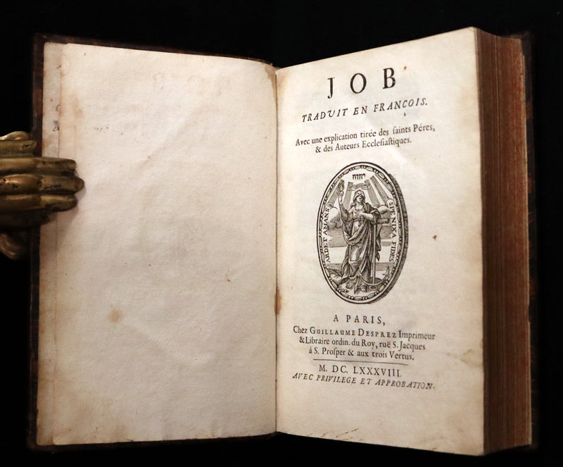 1688 Rare Latin French Book Bible - BOOK of JOB by Isaac-Louis Le Maistre de Sacy.