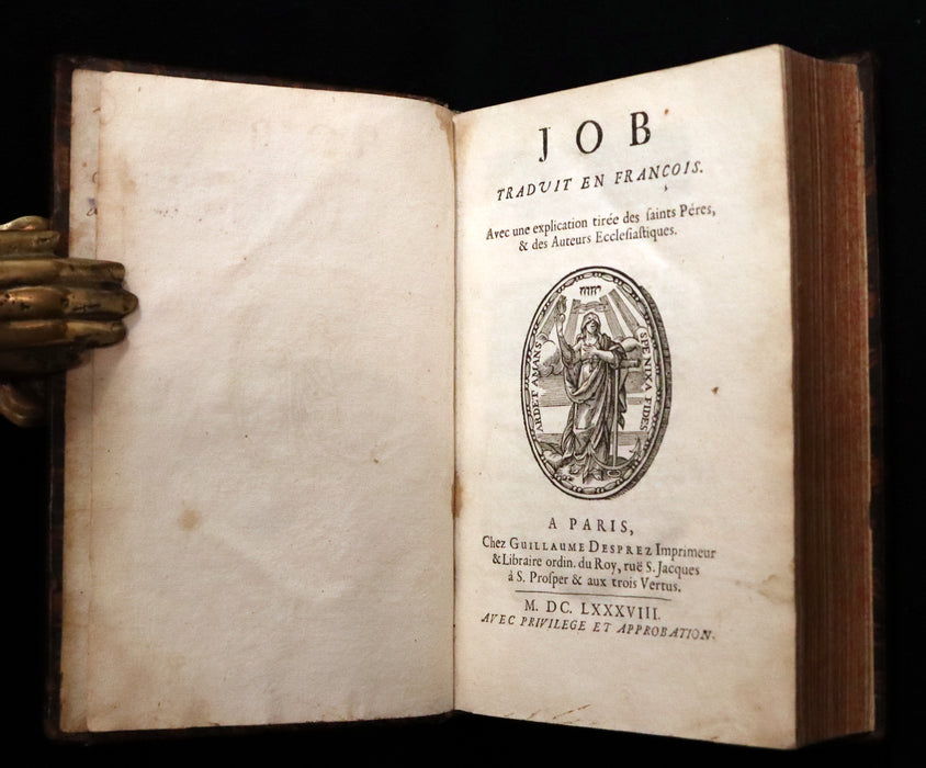 1688 Rare Latin French Book Bible - BOOK of JOB by Isaac-Louis Le Maistre de Sacy.