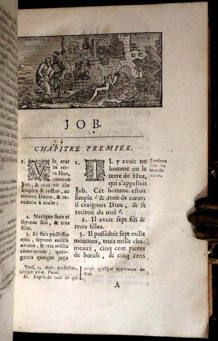 1688 Rare Latin French Book Bible - BOOK of JOB by Isaac-Louis Le Maistre de Sacy.