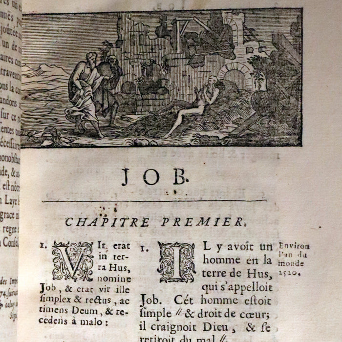 1688 Rare Latin French Book Bible - BOOK of JOB by Isaac-Louis Le Maistre de Sacy.