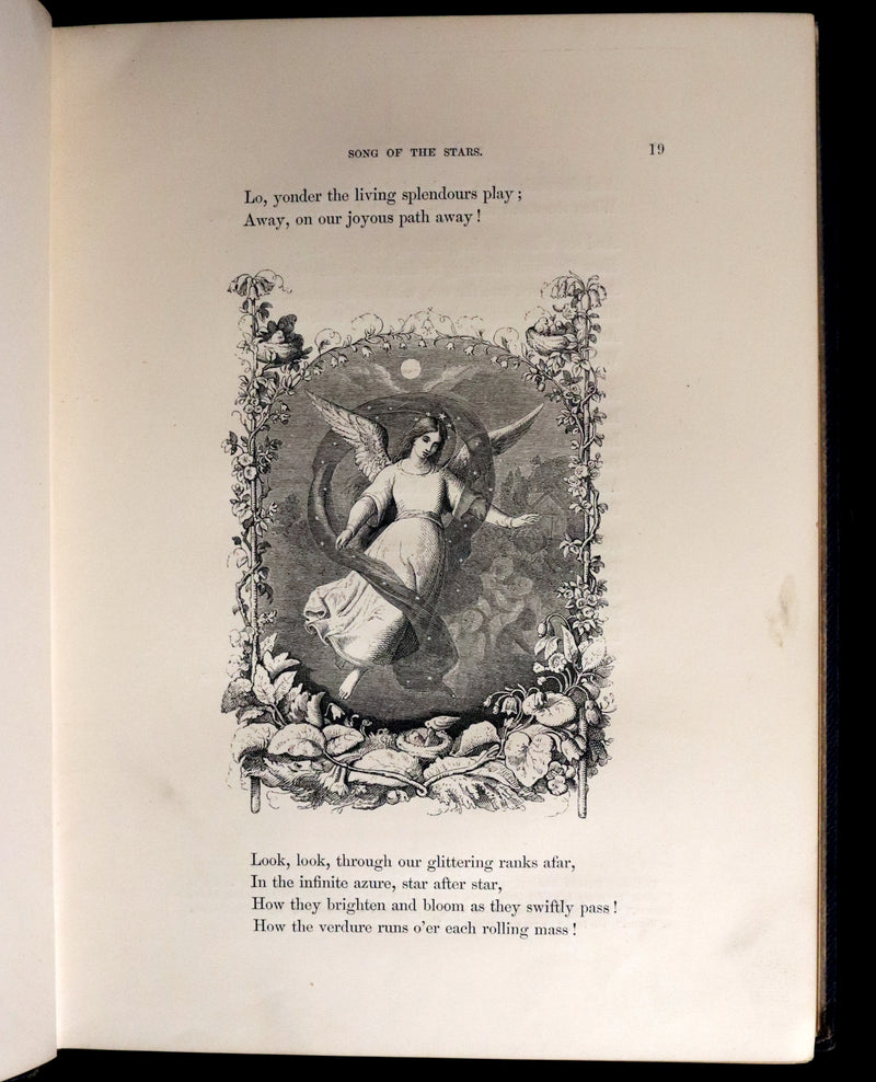 1860 Rare Victorian Book - The Pearls from the Poets, Spenser, Bryant, Wordsworth, Longfellow, Coleridge, Edgar A. Poe, Tennyson, etc. Illustrated.