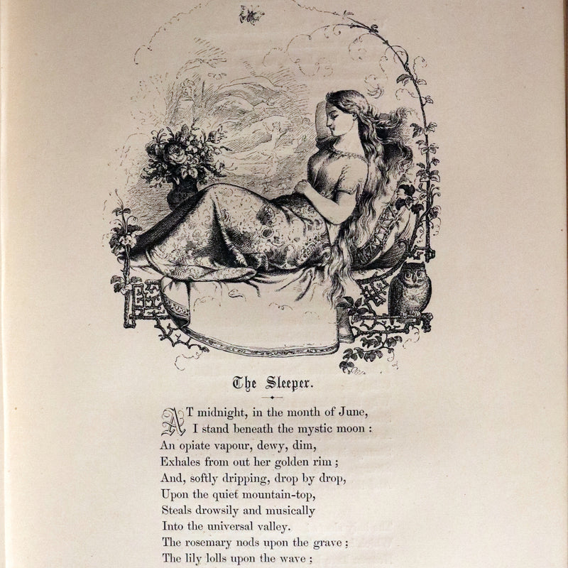 1860 Rare Victorian Book - The Pearls from the Poets, Spenser, Bryant, Wordsworth, Longfellow, Coleridge, Edgar A. Poe, Tennyson, etc. Illustrated.
