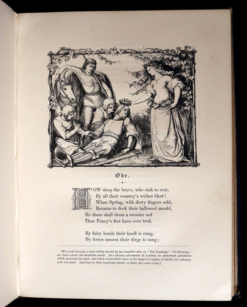 1860 Rare Victorian Book - The Pearls from the Poets, Spenser, Bryant, Wordsworth, Longfellow, Coleridge, Edgar A. Poe, Tennyson, etc. Illustrated.