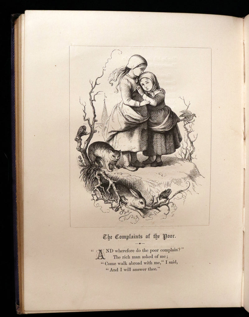 1860 Rare Victorian Book - The Pearls from the Poets, Spenser, Bryant, Wordsworth, Longfellow, Coleridge, Edgar A. Poe, Tennyson, etc. Illustrated.