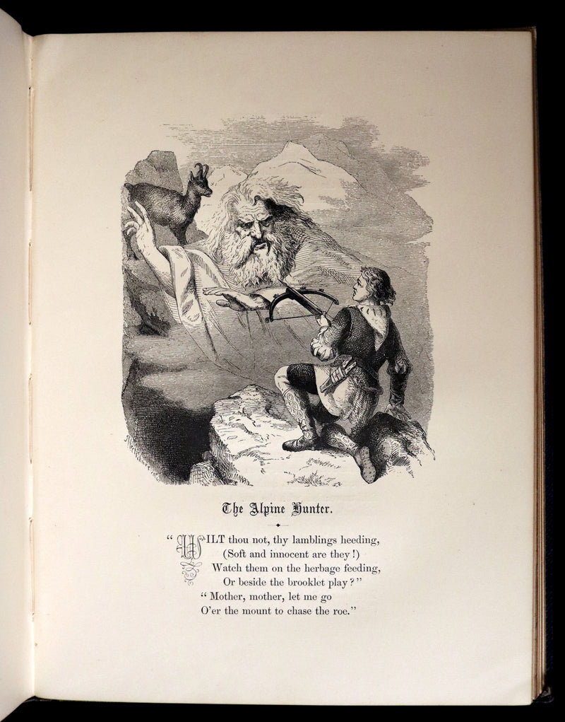 1860 Rare Victorian Book - The Pearls from the Poets, Spenser, Bryant, Wordsworth, Longfellow, Coleridge, Edgar A. Poe, Tennyson, etc. Illustrated.