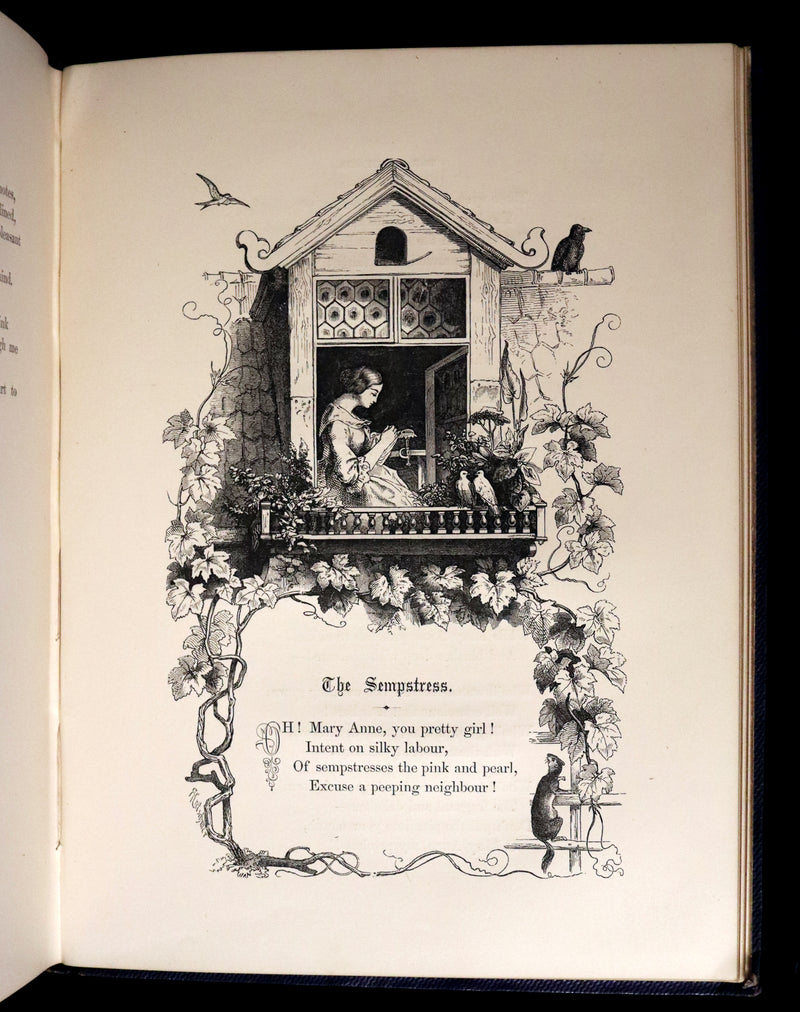1860 Rare Victorian Book - The Pearls from the Poets, Spenser, Bryant, Wordsworth, Longfellow, Coleridge, Edgar A. Poe, Tennyson, etc. Illustrated.