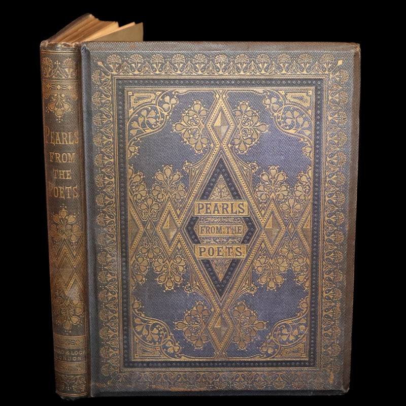 1860 Rare Victorian Book - The Pearls from the Poets, Spenser, Bryant, Wordsworth, Longfellow, Coleridge, Edgar A. Poe, Tennyson, etc. Illustrated.