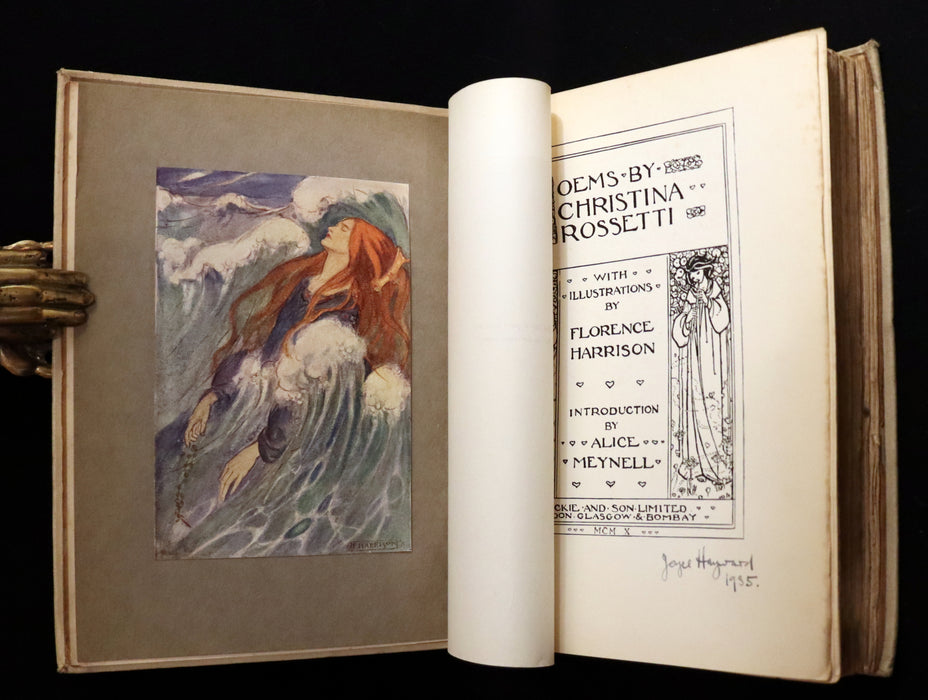 1910 Rare First Edition - POEMS BY CHRISTINA ROSSETTI Illustrated by Pre-Raphaelite FLORENCE HARRISON.