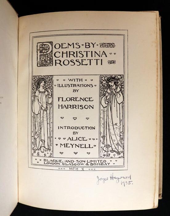 1910 Rare First Edition - POEMS BY CHRISTINA ROSSETTI Illustrated by Pre-Raphaelite FLORENCE HARRISON.