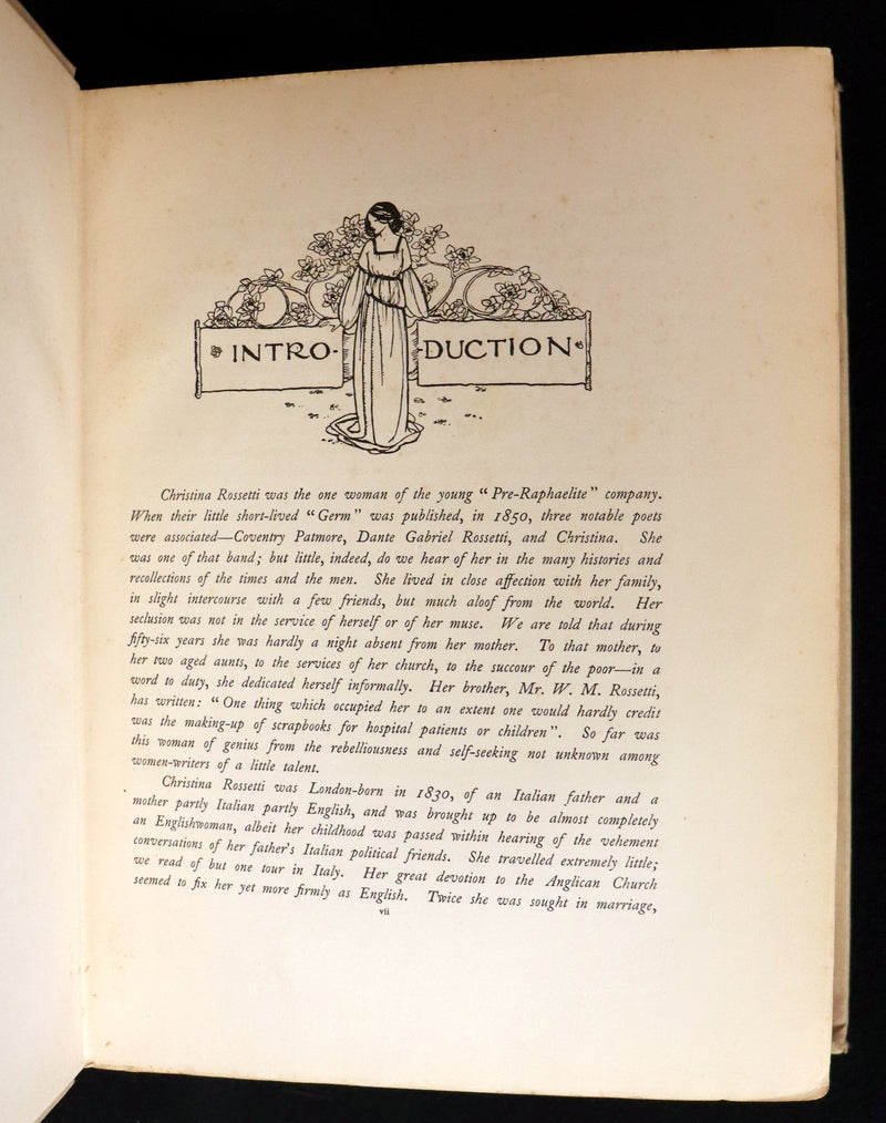 1910 Rare First Edition - POEMS BY CHRISTINA ROSSETTI Illustrated by Pre-Raphaelite FLORENCE HARRISON.
