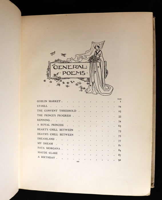 1910 Rare First Edition - POEMS BY CHRISTINA ROSSETTI Illustrated by Pre-Raphaelite FLORENCE HARRISON.