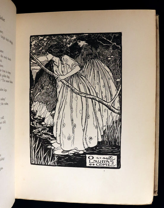 1910 Rare First Edition - POEMS BY CHRISTINA ROSSETTI Illustrated by Pre-Raphaelite FLORENCE HARRISON.