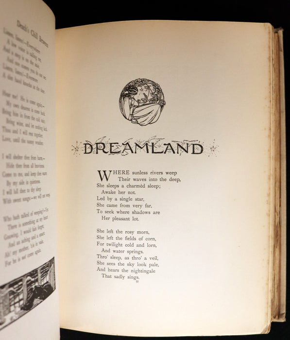 1910 Rare First Edition - POEMS BY CHRISTINA ROSSETTI Illustrated by Pre-Raphaelite FLORENCE HARRISON.