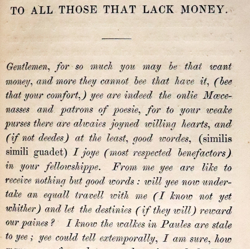 1840 Scarce 1609 Pamphlet - A Search for Money, or The Lamentable Complaint for the Loss of the Wandering Knight by William Rowley.