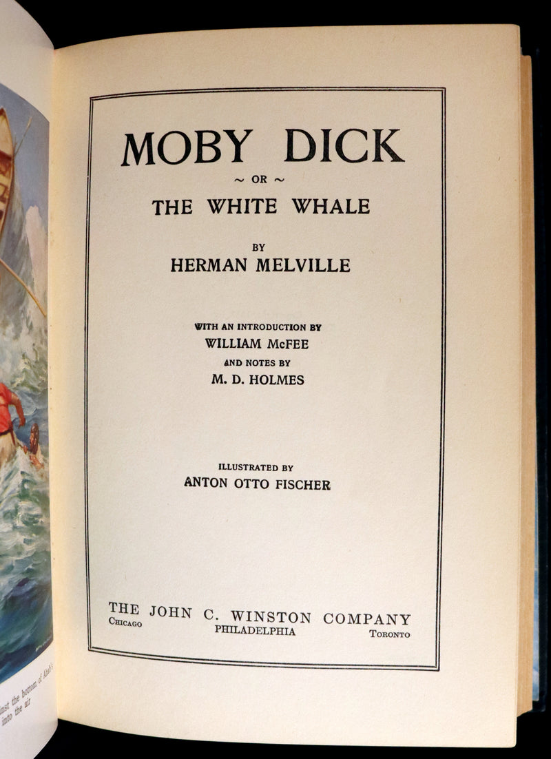 1931 Rare First Edition - Moby Dick or The White Whale by Herman Melville, illustrated by Anton Otto Fischer.