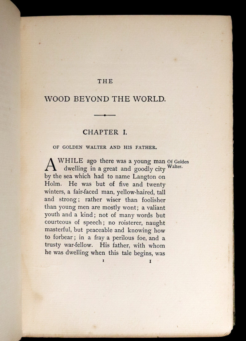 1895 Scarce First US Edition - The WOOD BEYOND THE WORLD by Pre-Raphaelite William Morris.