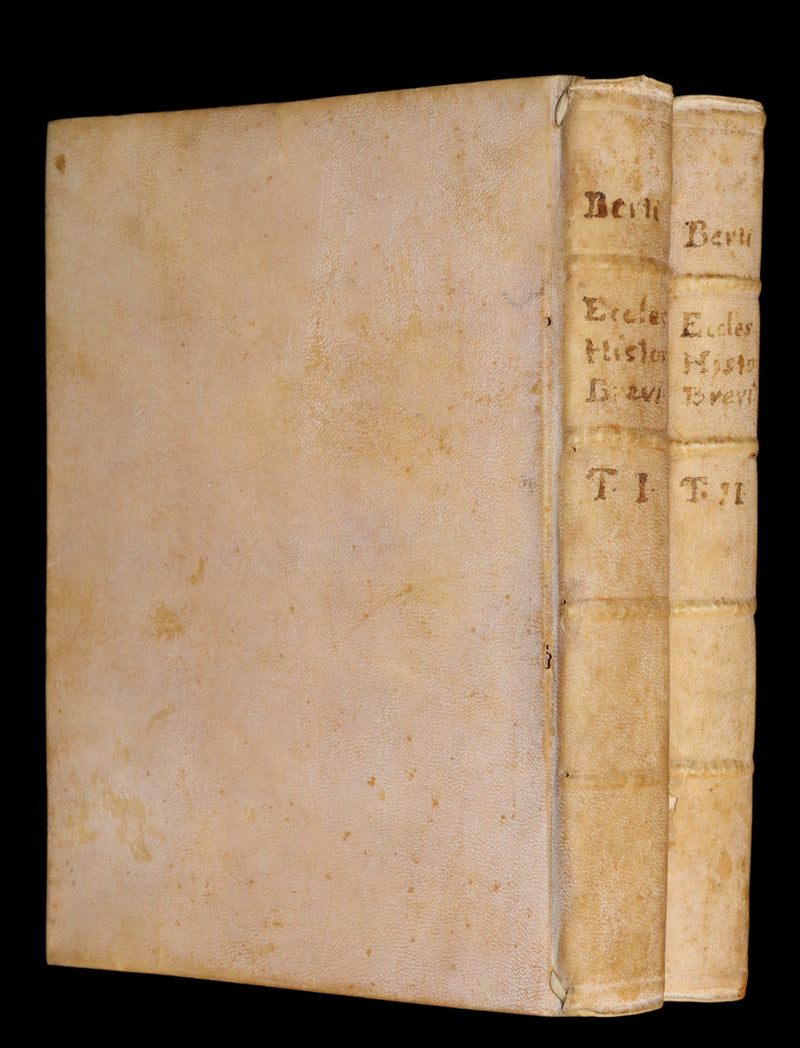 1761 Rare Latin vellum First Edition Book Set -  Ecclesiasticæ Historiæ Breviarium by Italian Augustinian theologian Giovanni Lorenzo Berti.