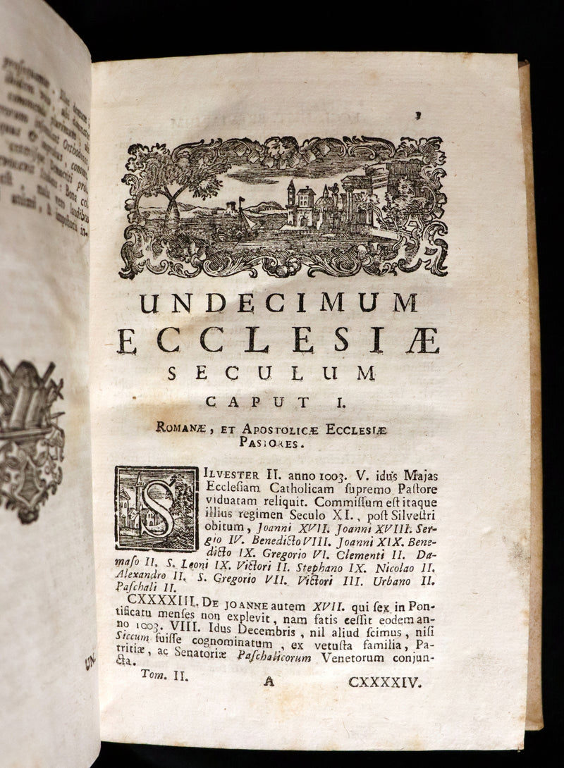 1761 Rare Latin vellum First Edition Book Set -  Ecclesiasticæ Historiæ Breviarium by Italian Augustinian theologian Giovanni Lorenzo Berti.