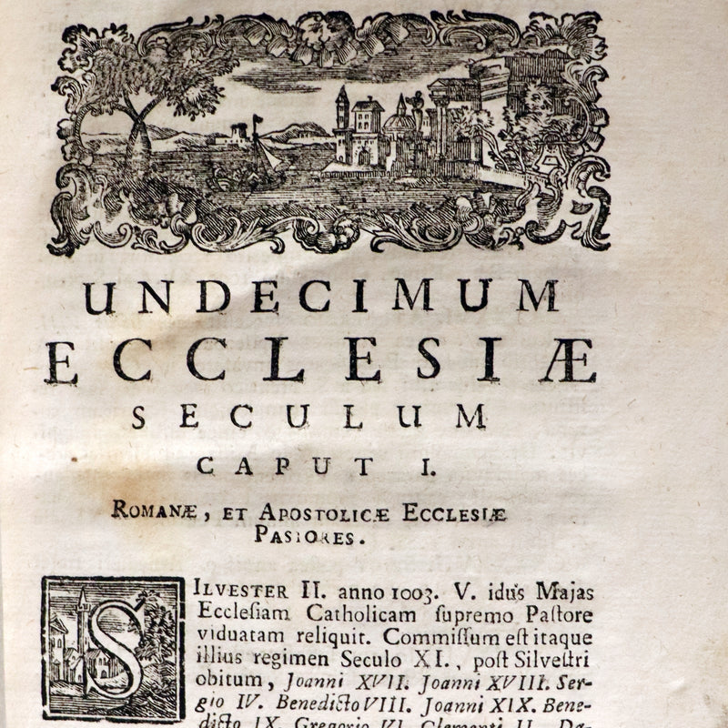1761 Rare Latin vellum First Edition Book Set -  Ecclesiasticæ Historiæ Breviarium by Italian Augustinian theologian Giovanni Lorenzo Berti.