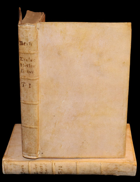 1761 Rare Latin vellum First Edition Book Set -  Ecclesiasticæ Historiæ Breviarium by Italian Augustinian theologian Giovanni Lorenzo Berti.